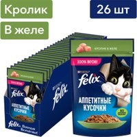 Пресервы Felix Аппетитные кусочки Кролик в желе 75 г (26 шт)