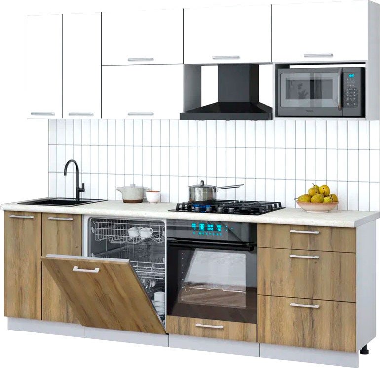 

Готовая кухня Интерлиния Мила Gloss 2.4-ПМ2 (дуб вотан/белый/опал светлый)