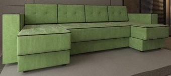 П-образный диван Craftmebel Принстон П-образный (боннель, вельвет, зеленый)