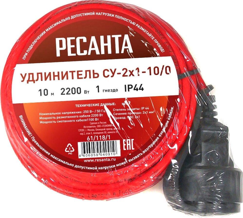 

Удлинитель Ресанта СУ-2x1-10/0