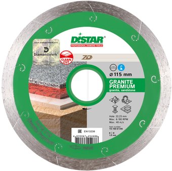 Отрезной диск алмазный  Distar 1A1R 125x1.5x8x22.23 Granite Premium 11315061010