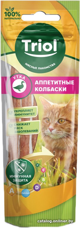 Лакомство для кошек Triol Аппетитные колбаски из утки (40 г)