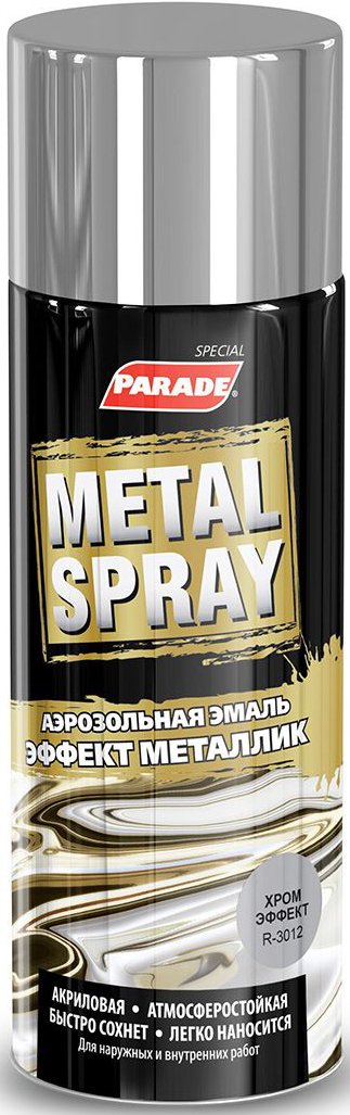 

Эмаль Parade Metal Spray Paint аэрозольная 0.4 л 1680 (металлик серебро)