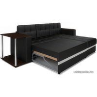 Угловой диван Мебель-АРС Атланта (экокожа черный, с полоской)
