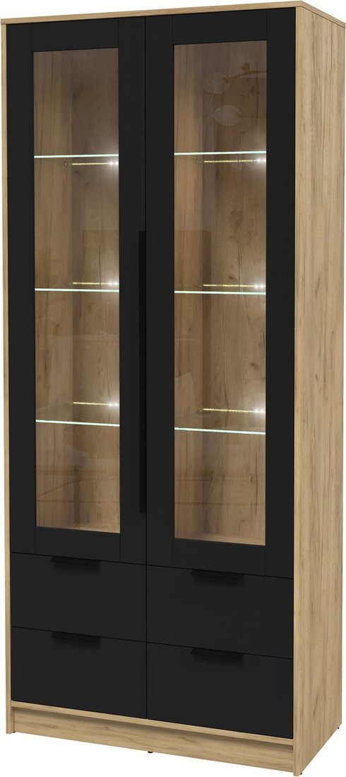 

Шкаф-витрина Интерлиния Концепт КТ-ШВ2 с подсветкой (черный/дуб золотой)