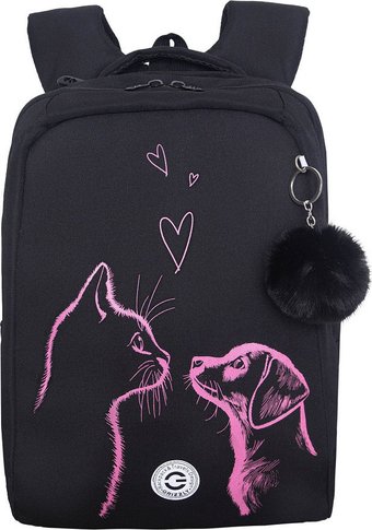 Школьный рюкзак Grizzly RG-666-5 (черный/розовый)