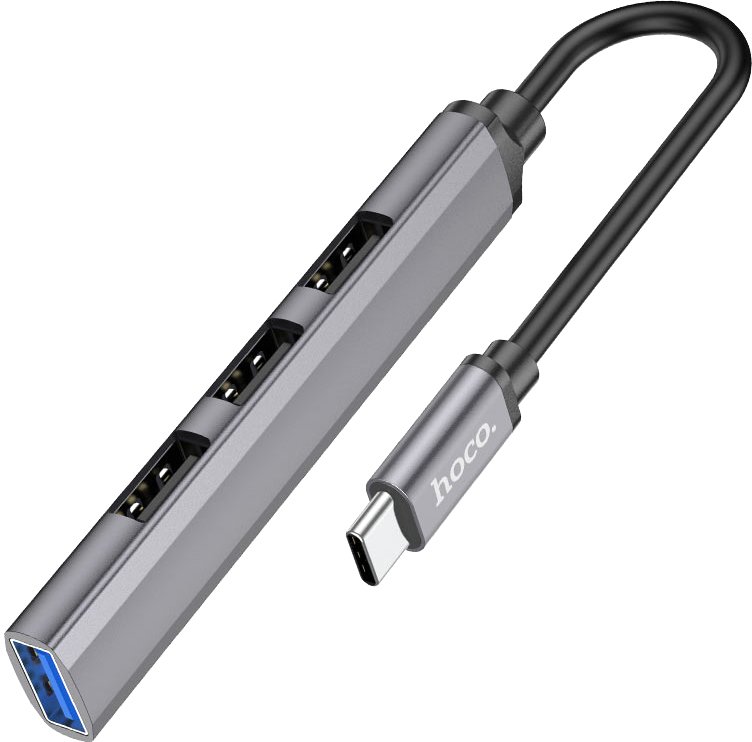 

USB-хаб Hoco HB26 USB Type-C (серый)
