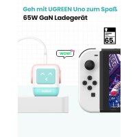 Сетевое зарядное Ugreen Nexode RG 65W CD361 (голубой/розовый) + брендированный брелок Ugreen