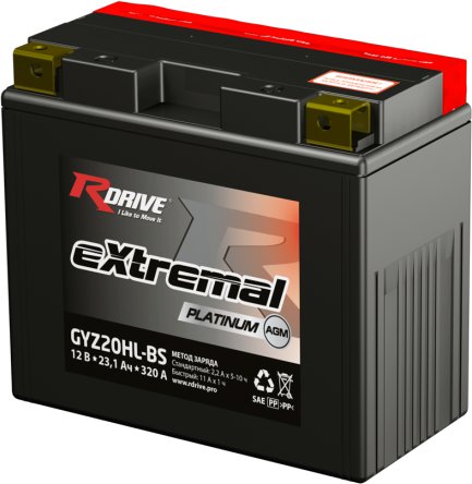

Мотоциклетный аккумулятор RDrive eXtremal Platinum GYZ20HL-BS (22 А·ч)