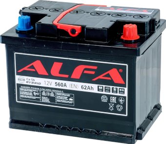 Автомобильный аккумулятор ALFA Hybrid 62 R (62 А·ч)