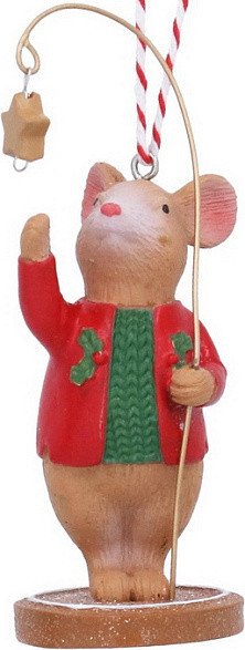 

Елочная игрушка Gisela Graham A Nordic Christmas Мышонок Alfie со звездой 10084_2