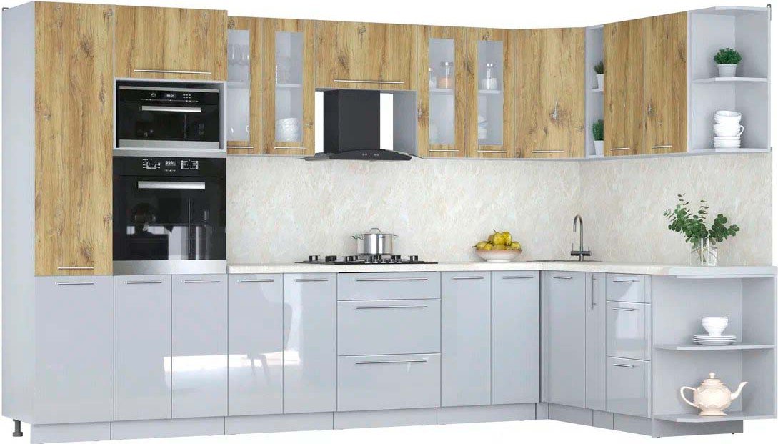 

Готовая кухня Интерлиния Мила Пластик 1.88x3.4 PR (дуб эпоксид/туманный глянец/опал светлый)