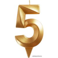 Свеча для торта Мультидом Грань Цифра 5 МС5-15 (золото)