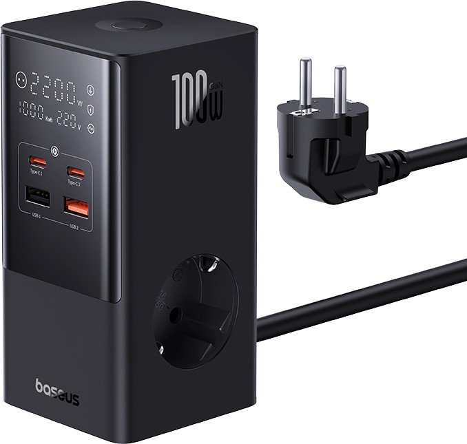 

Сетевое зарядное Baseus PowerCombo Tower PowerStrip 2AC2+U2+С 100W CCGAN100-S2ACE