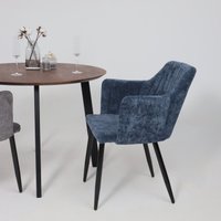 Стул с подлокотниками AksHome Brit (синий велюр TYN997-25/черный)