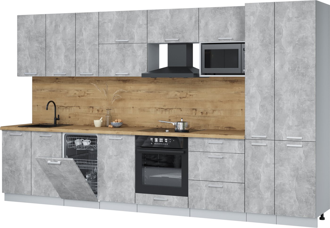 

Готовая кухня Интерлиния Мила Лайт 3.6-ПМ4 (бетон/бетон/дуб бунратти)