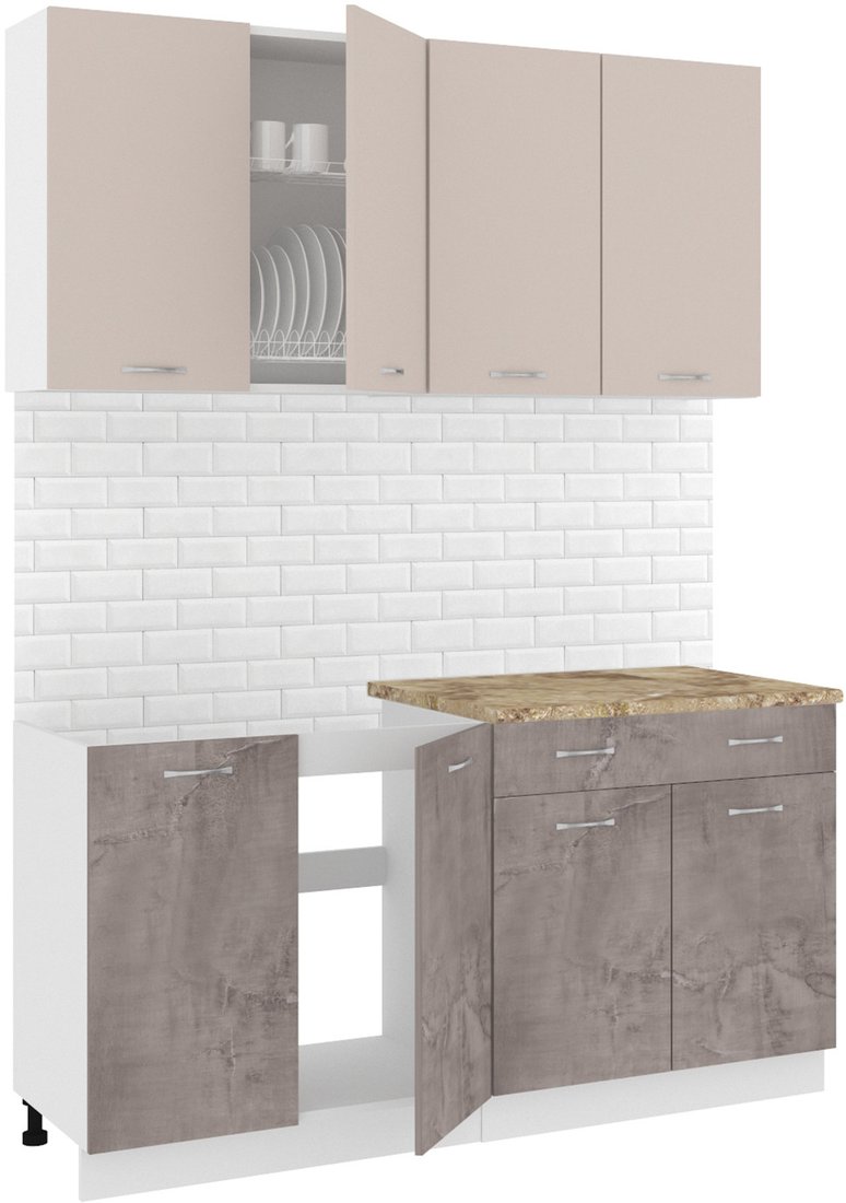 

Готовая кухня Кортекс-мебель Корнелия Лира-лайт 1.6м (капучино/оникс/мадрид)