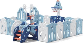 Игровой манеж UNIX kids SUPREME Space 200x200 Blue с качелями