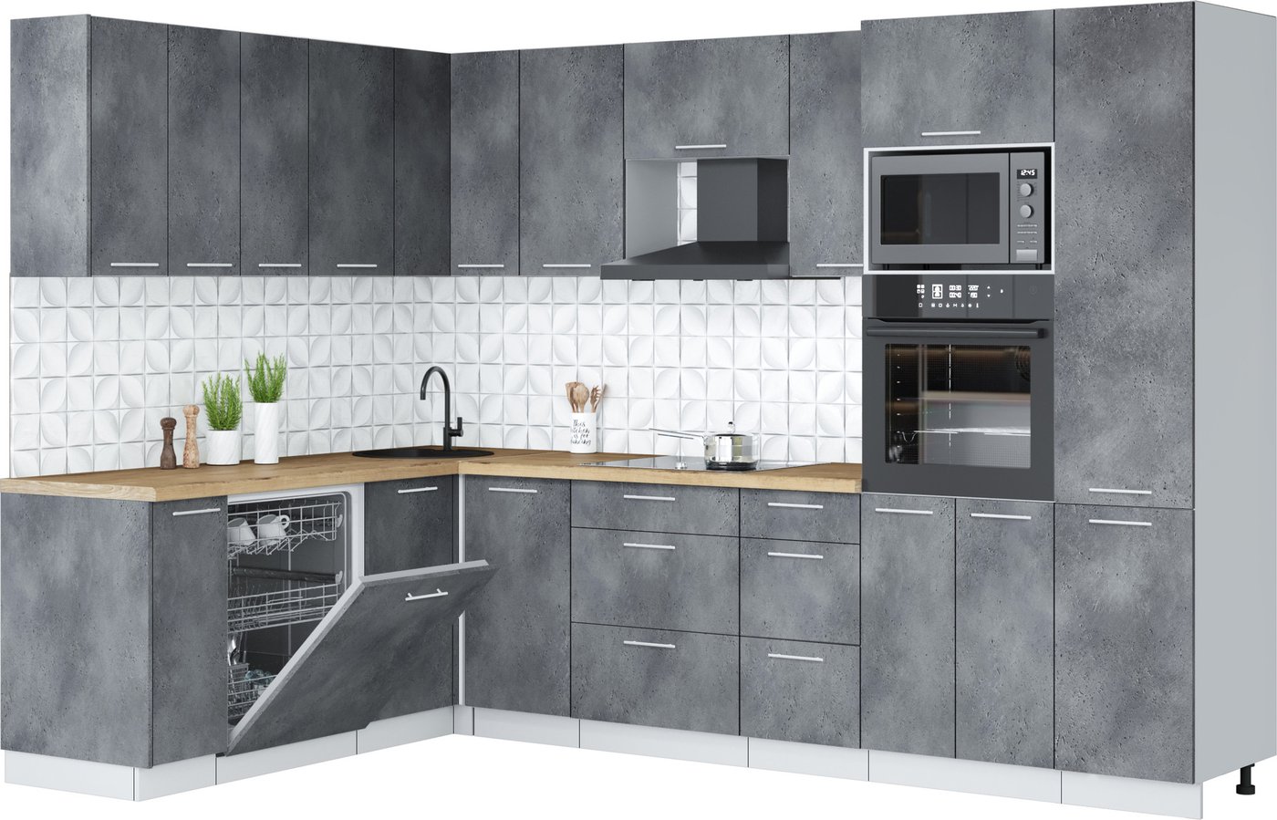 

Готовая кухня Интерлиния Мила Лайт 1.896х2.98 (бетон портленд/бетон портленд/дуб бунратти)