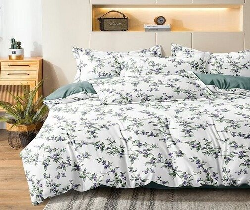 

2-спальный комплект постельного белья Реноме 2сп Оливковая коллекция. Простыня на резинке УУ 2457 (поплин)