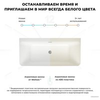 Ванна Wellsee Bromance 170x78 231601001 (пристенная ванна белый глянец, экран, ножки, сифон-автомат хром) в Лиде