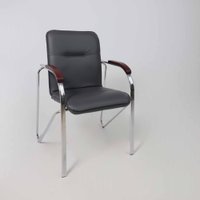 Офисный стул AksHome Samba Aks-1 (Pegasso темно-серый/подлокотники дерево темное)