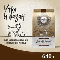 Сухой корм для собак Craftia Natura для щенков средних и крупных пород с уткой и фазаном (640г)