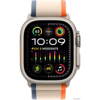 Умные часы Apple Watch Ultra 2 LTE 49 мм (титановый корпус, титановый/бежево-оранжевый, нейлоновый ремешок размера M/L)