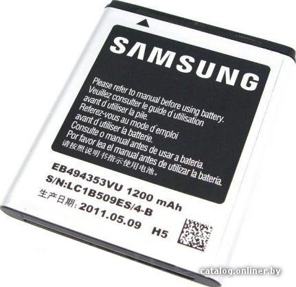 

Аккумулятор для телефона Копия Samsung Star 2 Duos, Wave 525/533/575/578, Galaxy Mini (EB494353V)