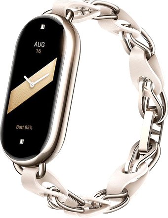 Xiaomi Smart Band 8 (золотистый, с золотистым ремешком из кожи и металла, китайская версия)