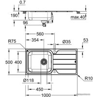 Кухонная мойка Grohe K500 60-S 100/50 1.0 rev 31563SD1