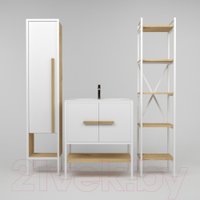  Дабер Тумба под умывальник 010 Andrea Elen 80 Т10.8А.1.5 (белый/дуб гамильтон натуральный)