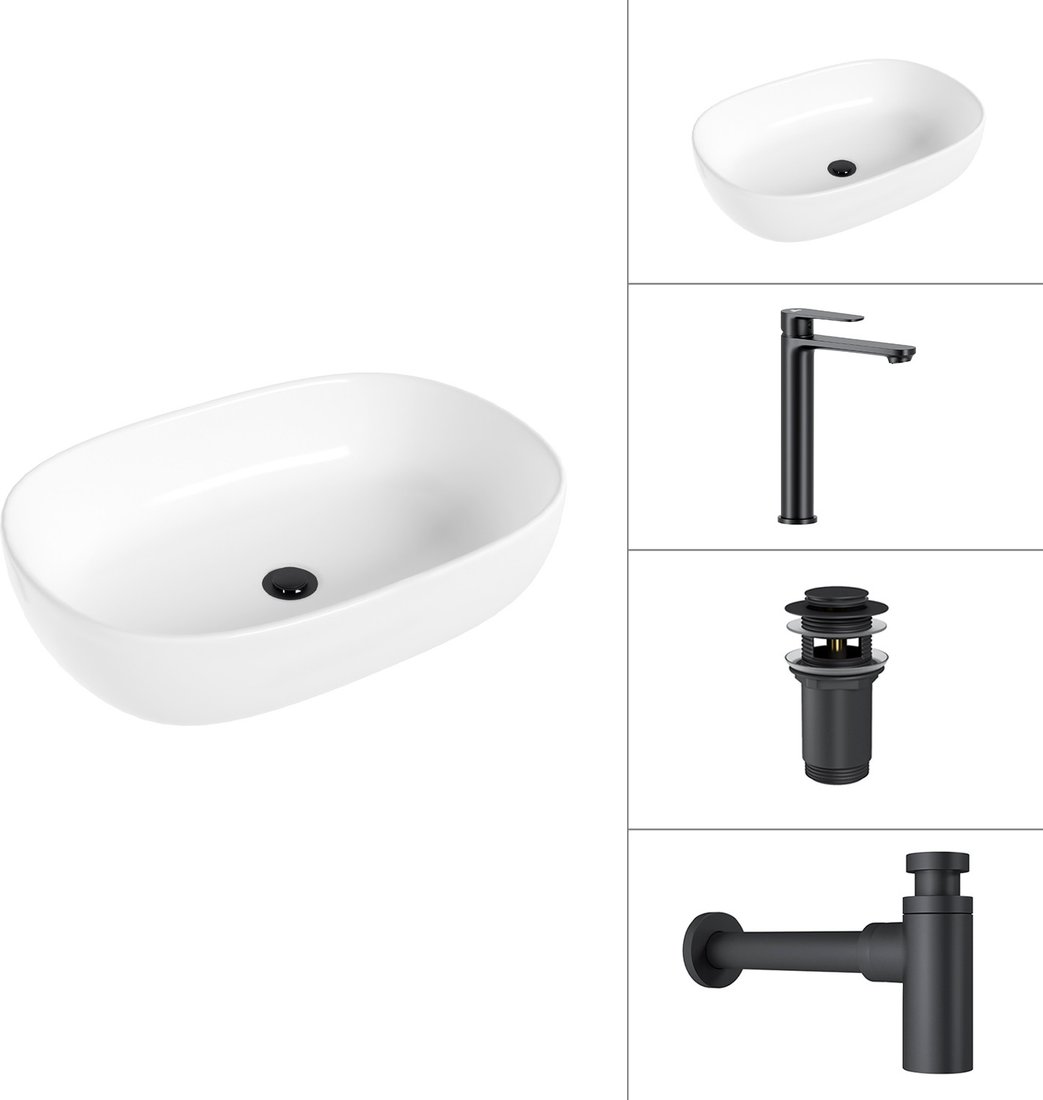 

Умывальник Lauter 21836 + Moon 21СК8691BS + сифон 21635B + дон.клапан 21190B (черный матовый)