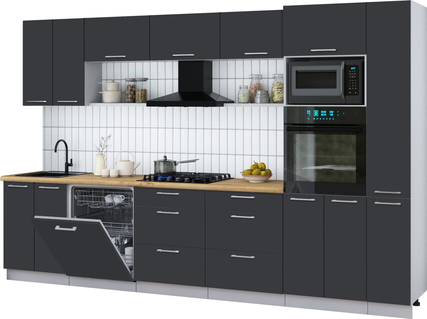 

Готовая кухня Интерлиния Мила Gloss 3.3-ПМ1 (пепел/пепел/дуб бунратти)