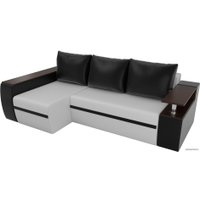 Угловой диван Лига диванов Майами 103039 (левый, экокожа, белый/черный/черный)