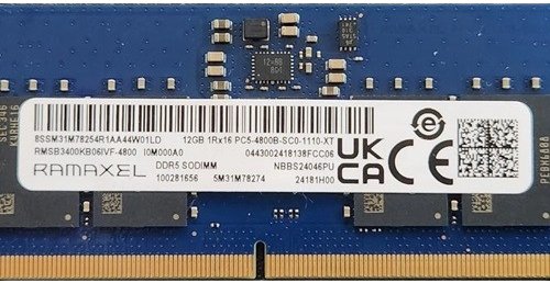 

Оперативная память Ramaxel 12ГБ DDR5 SODIMM 4800 МГц RMSB3400KB06IVF-4800