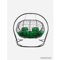 Подвесной диван M-Group Лежебока 11180304 (с серым ротангом/зеленая подушка)