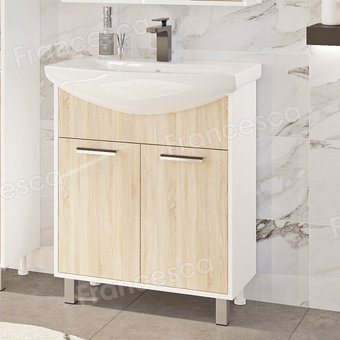 Francesca Тумба Eco 70 с умывальником Балтика 70 (дуб/белый)