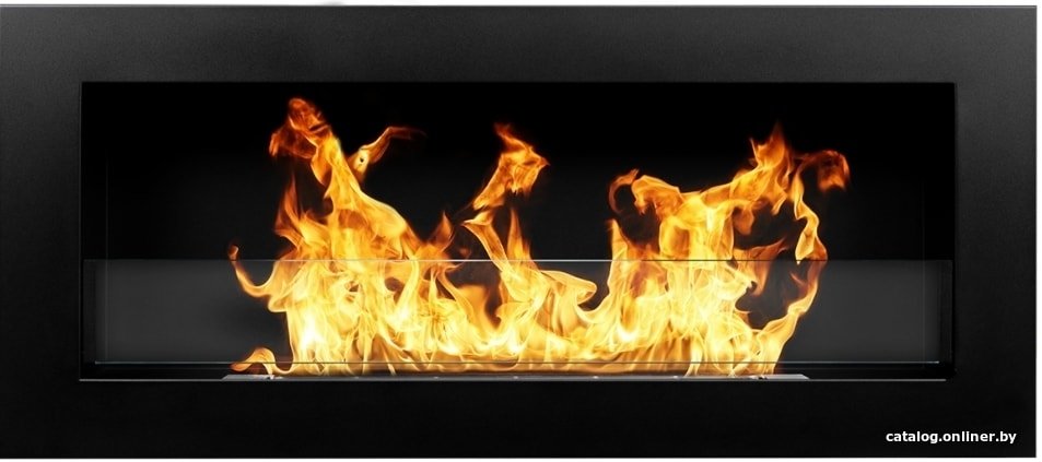 Биокамин BiokominkiGMT 900x400 Slim (черный матовый со стеклом)
