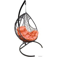 Подвесное кресло M-Group Долька 11150407 (черный ротанг/оранжевая подушка)