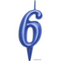 Свеча для торта Мультидом Овал Цифра 6 МС5-46 (синий)