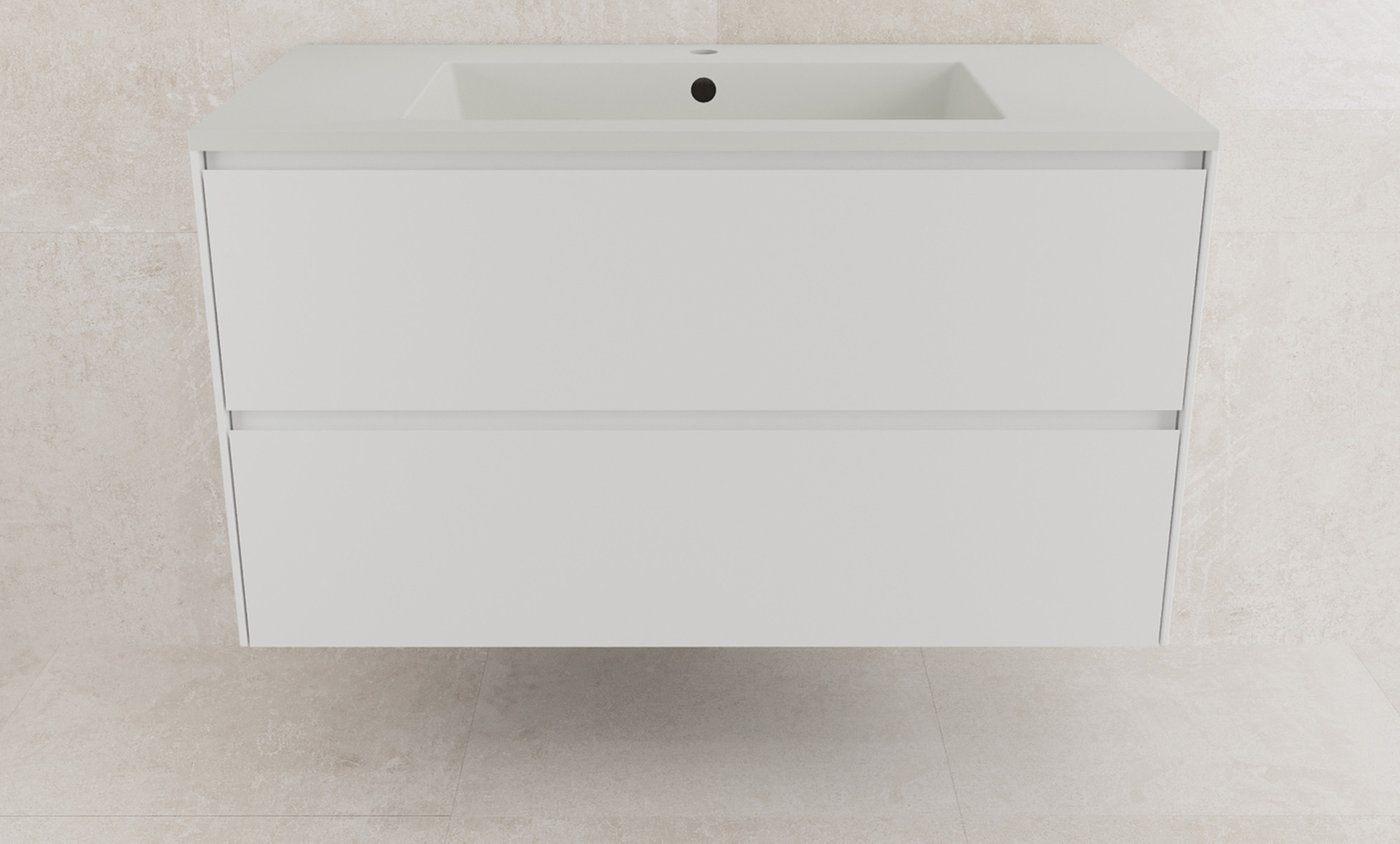 

Symbolite Тумба под умывальник Лима 100 Line Plus 2 ящика + Line 100x48 (подвесная, белый матовый/жасмин)