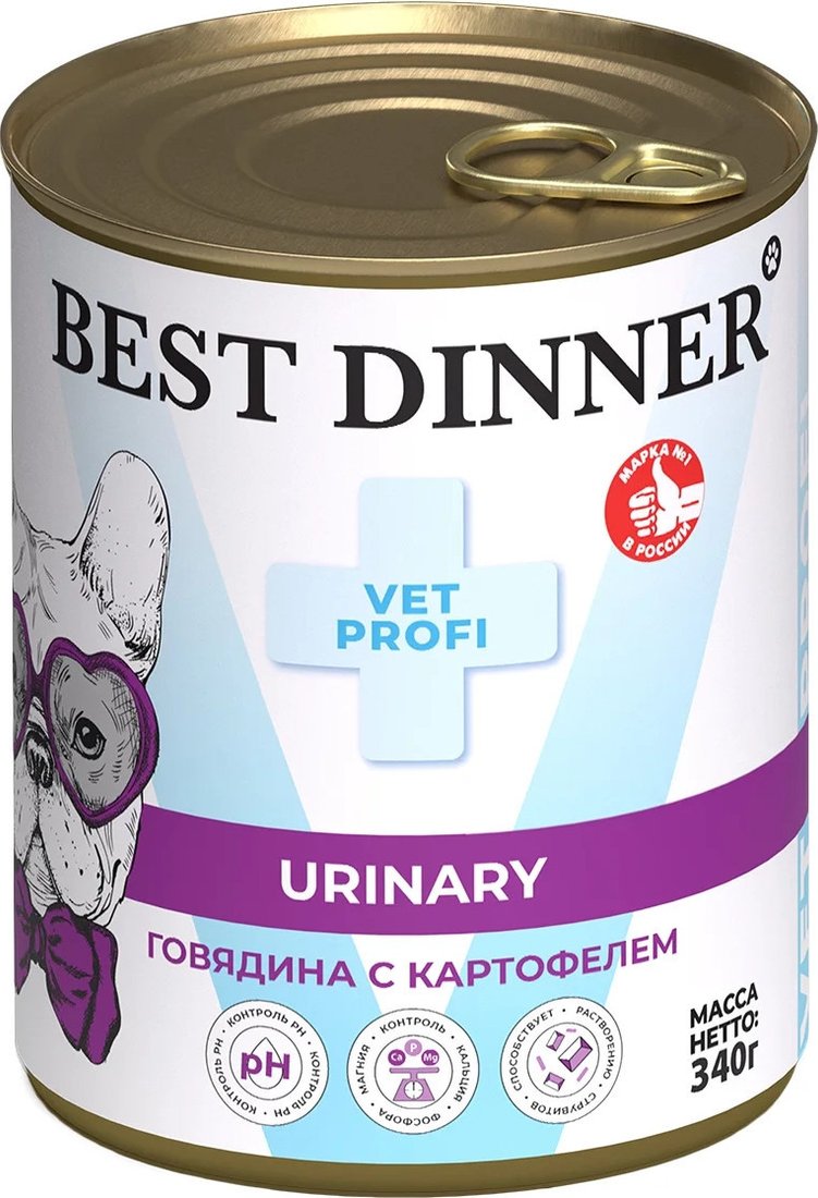 Консервированный корм для собак Best Dinner Urinary Exclusive VET PROFI Говядина с картофелем (340 г)