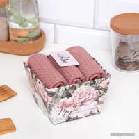 Набор полотенец Этель Пионы 3 шт 9364905 (розовый)