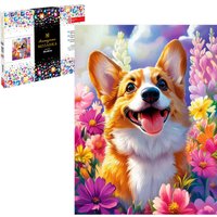 Алмазная мозаика  Феникс+ Корги в цветах 70853
