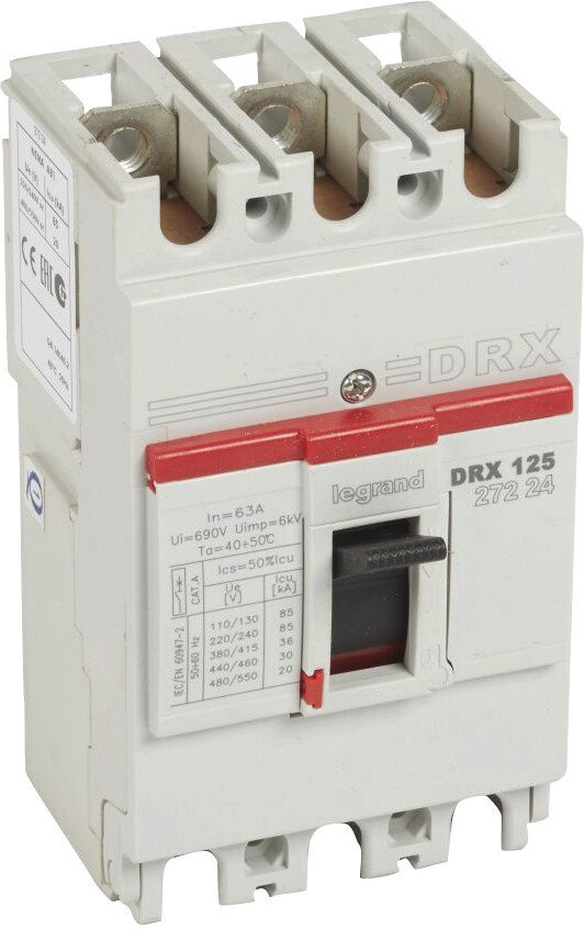 

Выключатель автоматический Legrand DRX 12563A 3P 36kA 27224