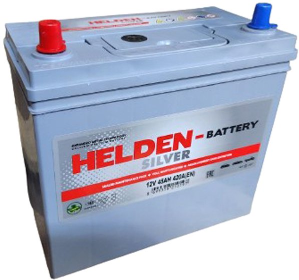

Автомобильный аккумулятор Helden JIS R+ тонкие клеммы SMF44B19R (45 А/ч)