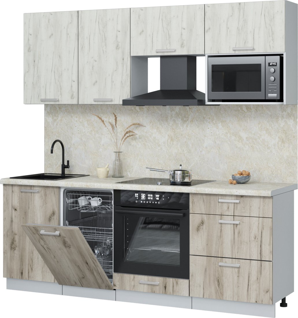 

Готовая кухня Интерлиния Мила Лайт 2.15-ПМ4 (дуб белый/дуб серый/опал светлый)