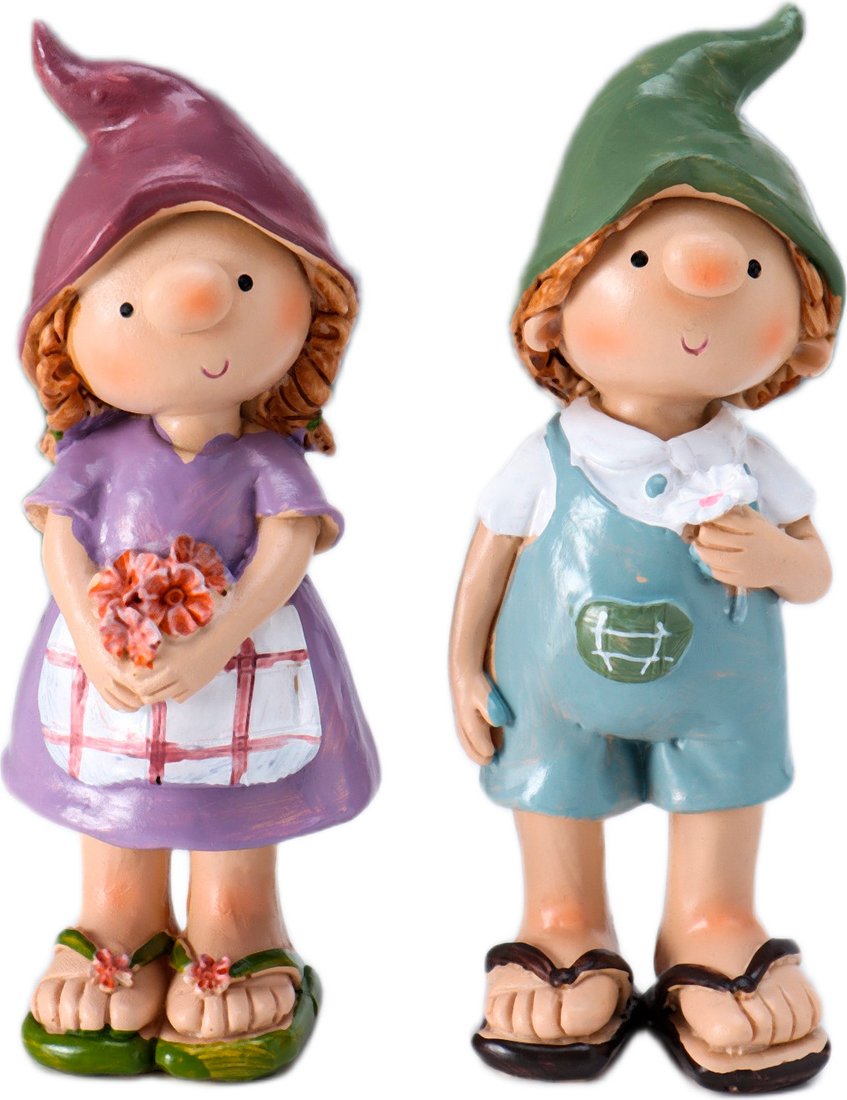 Набор статуэток Sima-Land Малыши в длинных колпаках, с ромашками 10954772 (2шт)