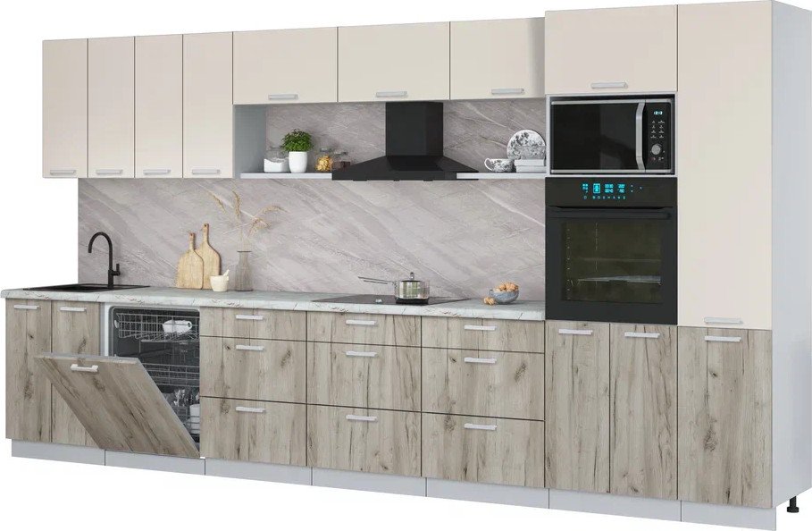 

Готовая кухня Интерлиния Мила Лайт 4.0-ПМ1 (персидский жемчуг/дуб серый/серый каспий)